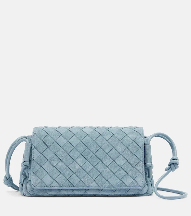 Notturno Intrecciato suede crossbody bag