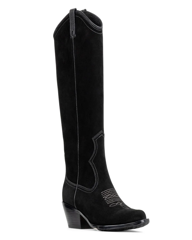 Leather Suede Western Boots
