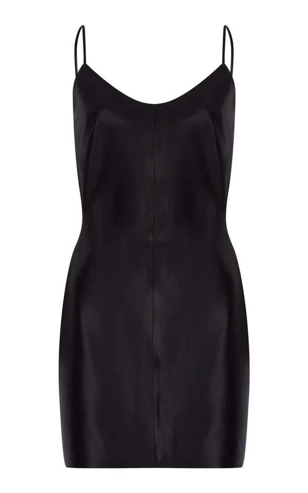 Backless Leather Mini Party Dress