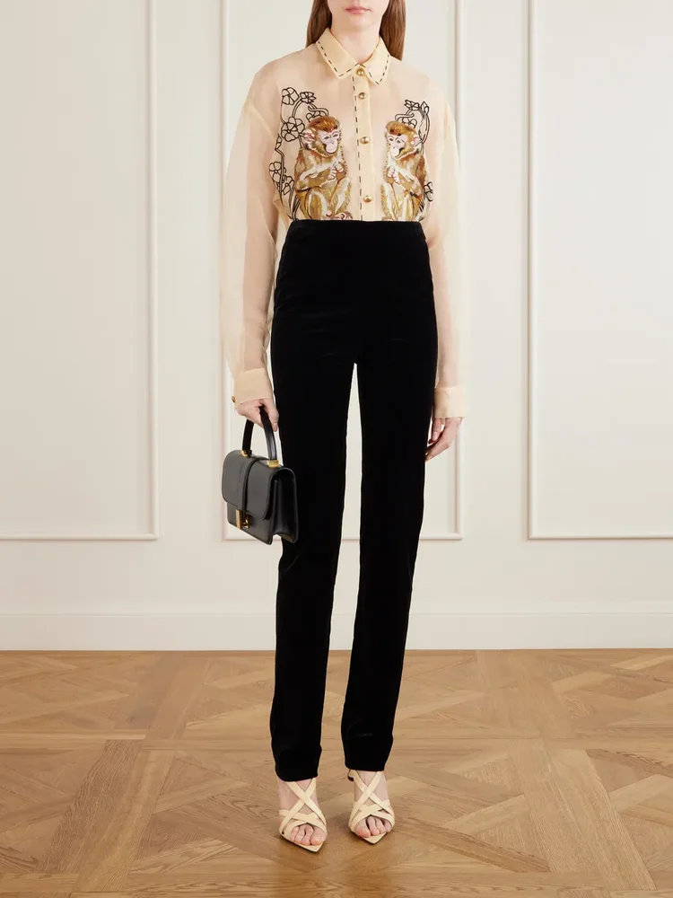 Goya embroidered silk-organza shirt