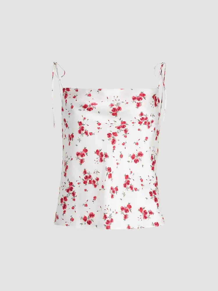 Azra Shoulder-TIe Hammered Silk Camisole