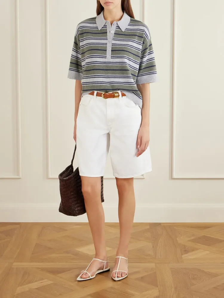 Striped cashmere polo sweater