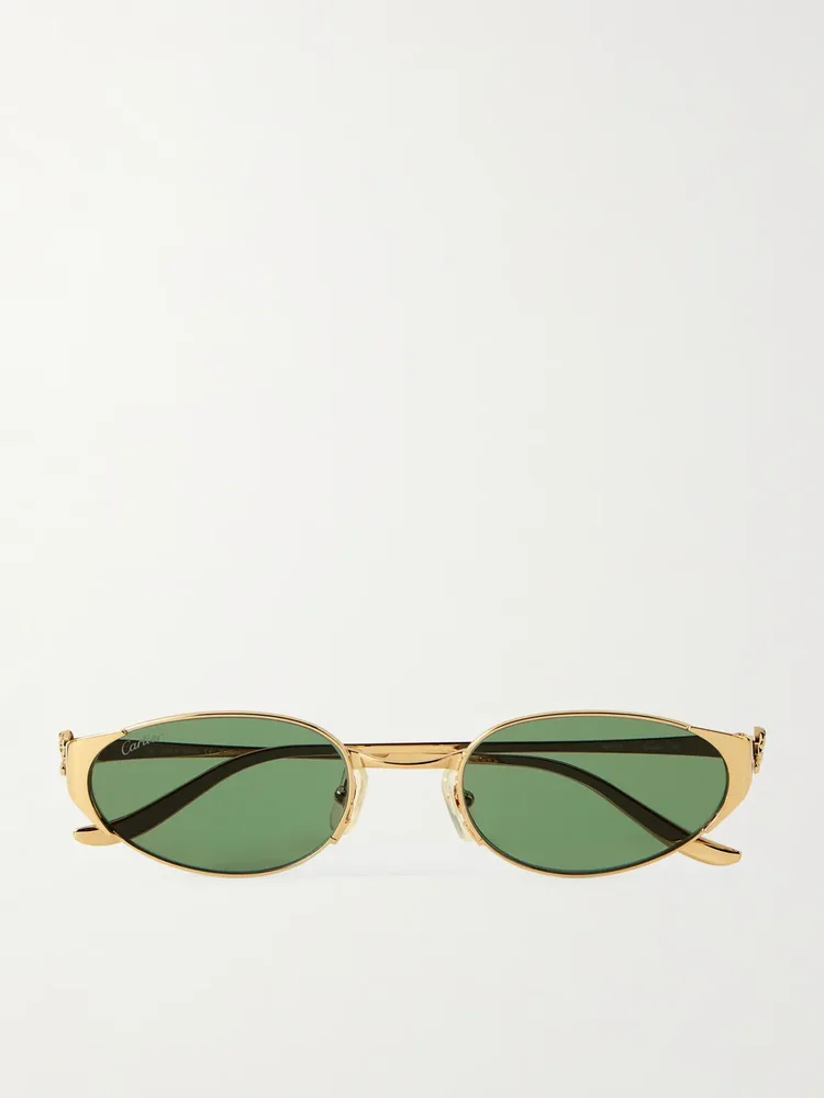Panthère de Cartier oval-frame gold-tone sunglasses