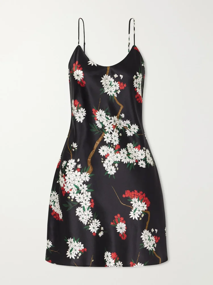 Venus floral-print silk-satin nightdress