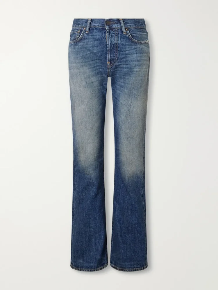 2009 mid-rise distressed straight-leg jeans