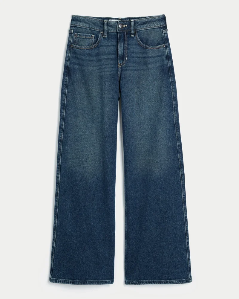 High-Rise Wide-Leg Jeans (dark wash)