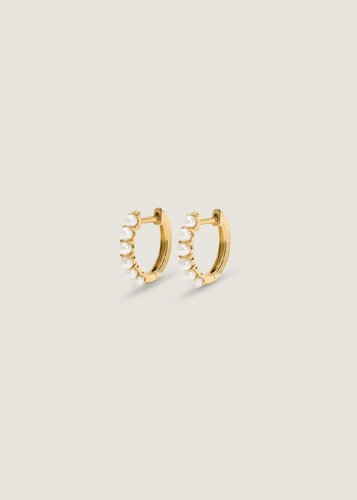 Marina Pearl Huggie Hoop Earrings