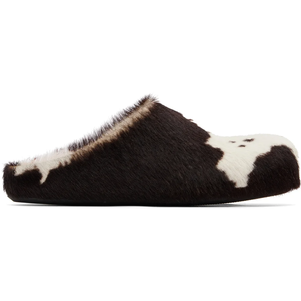 White & Brown Fussbett Sabot Slip-on Loafers
