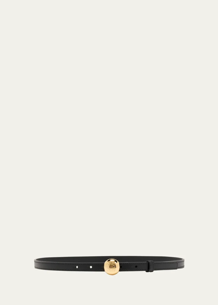 Smooth Leather Skinny Belt