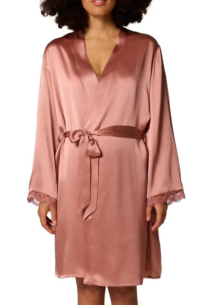 Love Me Lace Trim Silk Blend Robe