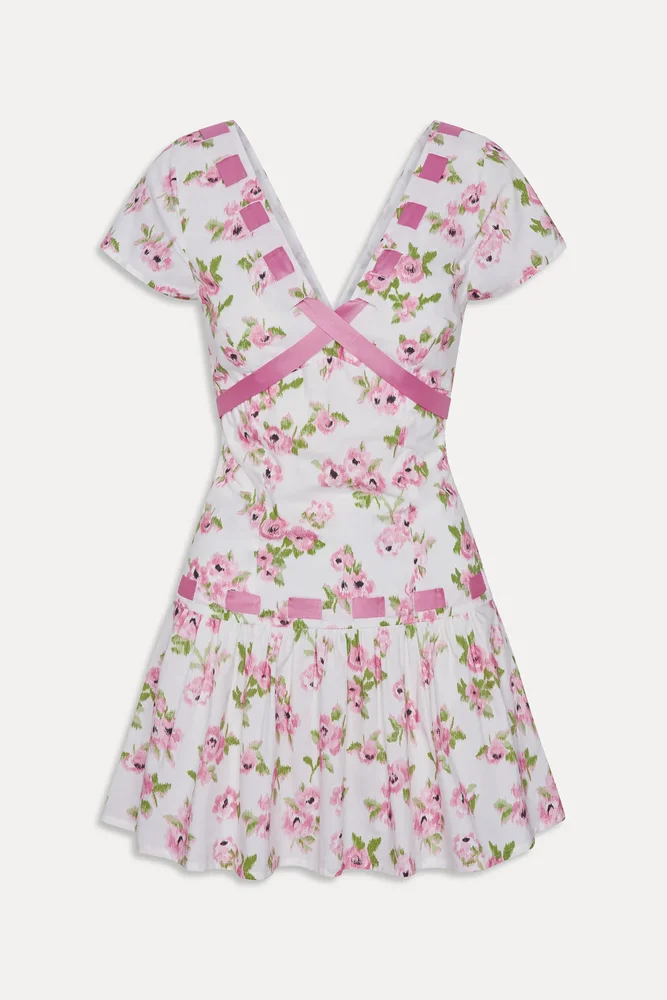 Belladonna Cotton Floral Mini Dress - Rosebush