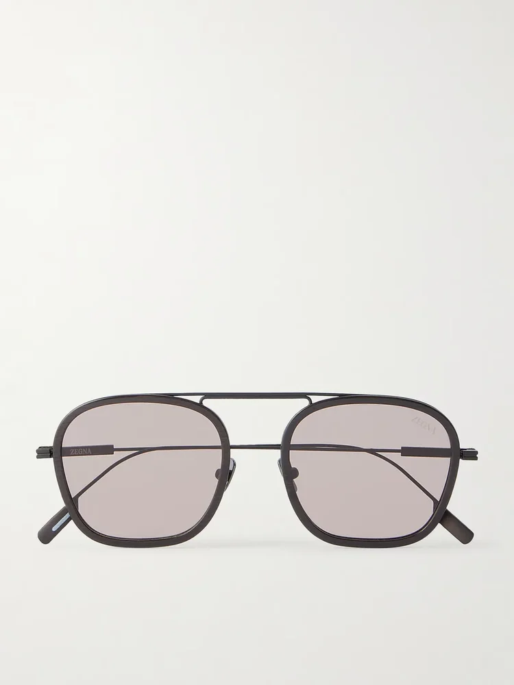 Round-Frame Titanium Sunglasses