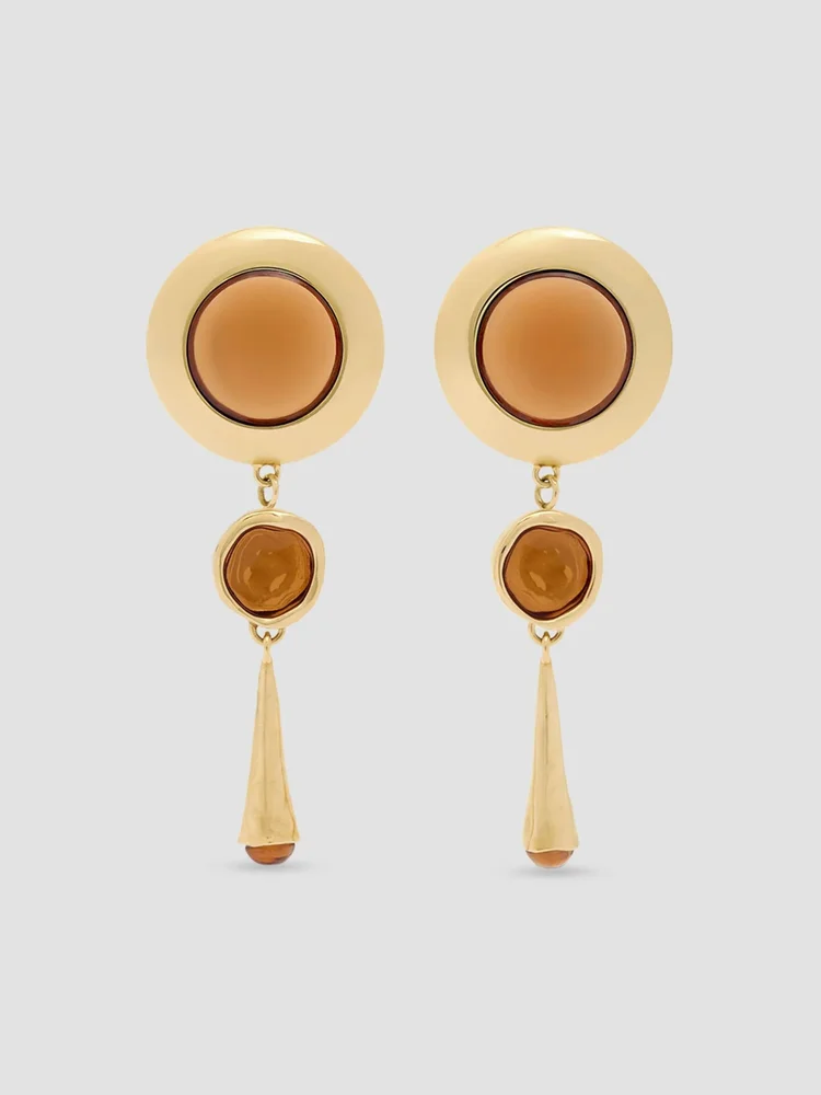 Sculpted Gem Earrings in Metal and Resin