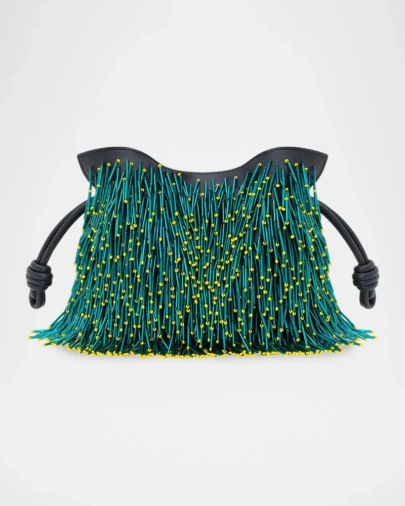 Flamenco Beaded Leather Clutch Bag