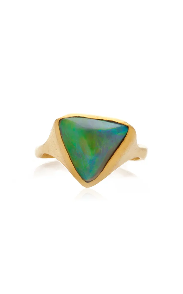 22k Yellow Gold Triangular Opal Pyramid Ring