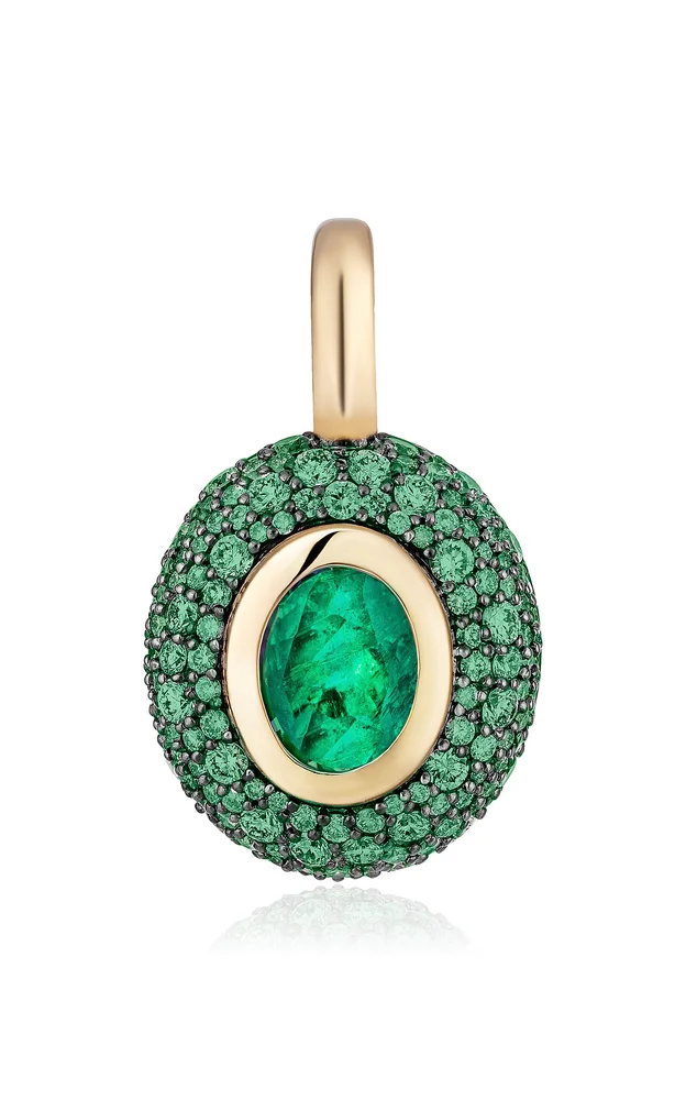 Oval Floret 14K Yellow Gold Multi-Stone Pendant