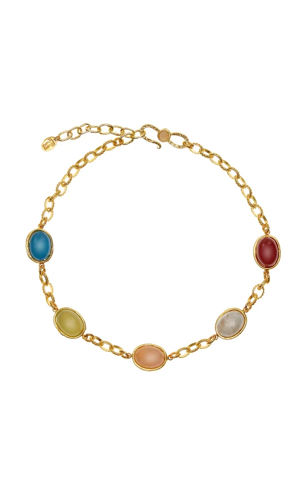 River Gold-Plated Multi-Stone Necklace