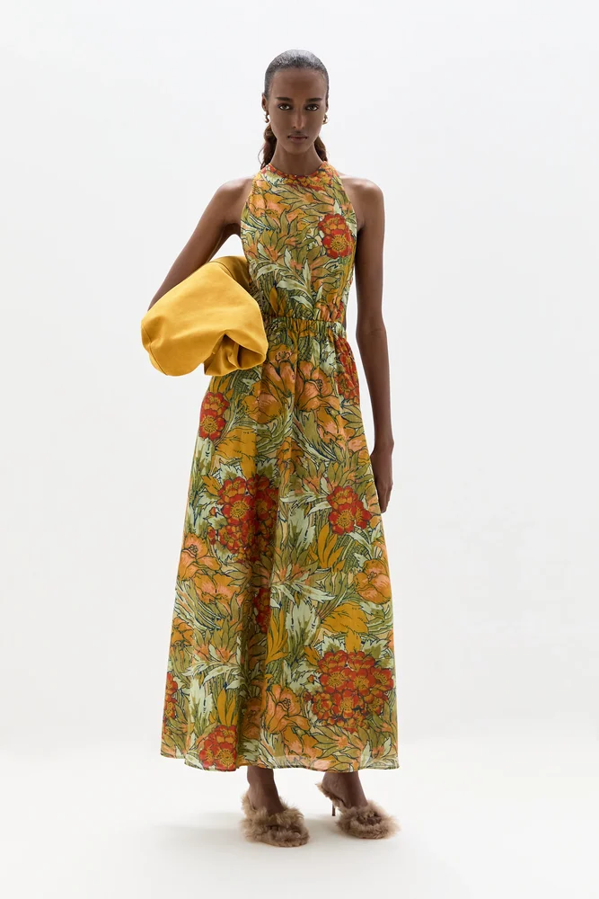 Eliana Cross Back Maxi Dress / Aliera Floral Mint