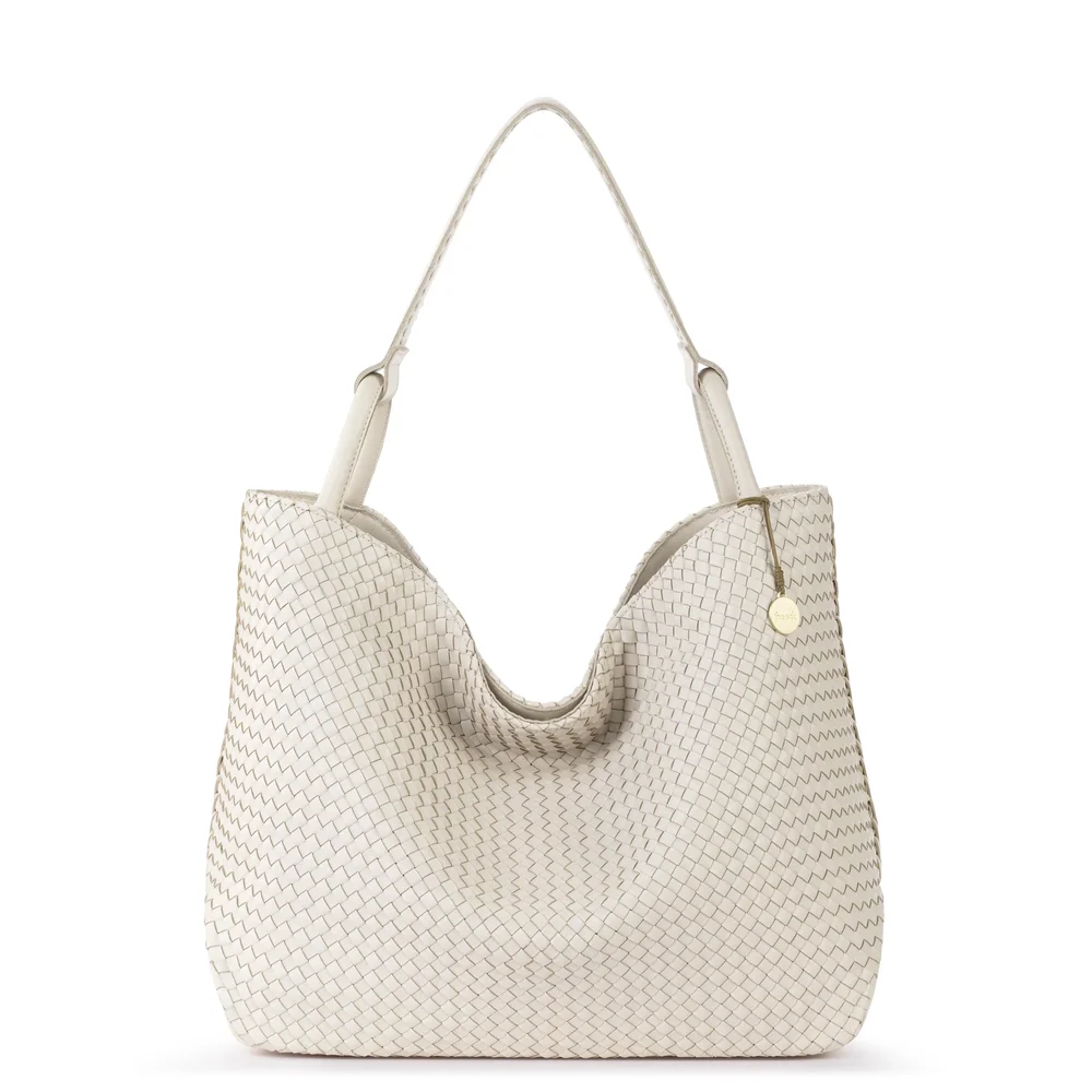 Los Feliz Large Tote - Leather - Stone Woven