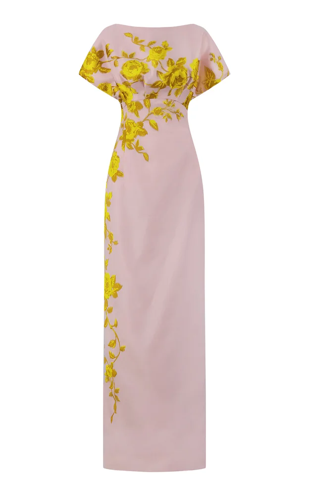 Rose Fil Coupé Column Gown