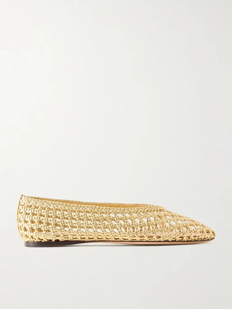Emery woven metallic leather ballet flats