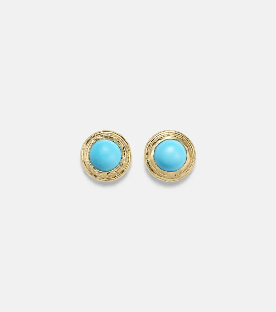 Coral Beach 18kt gold earrings with turquoises