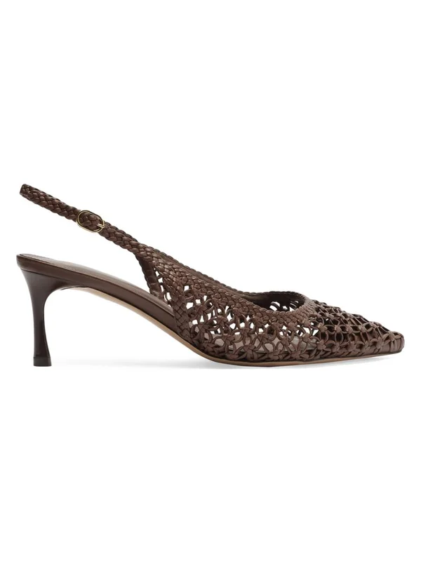 Jane Tresse 60MM Woven Leather Slingback Pumps