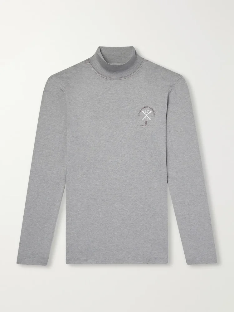 Logo-Print Silk-Blend Turtleneck Ski Base Layer