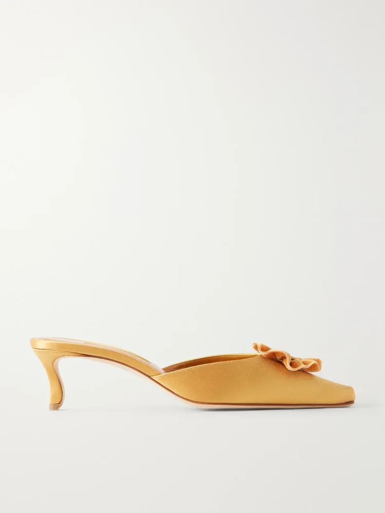 Caulon 50 velvet-trimmed satin pumps