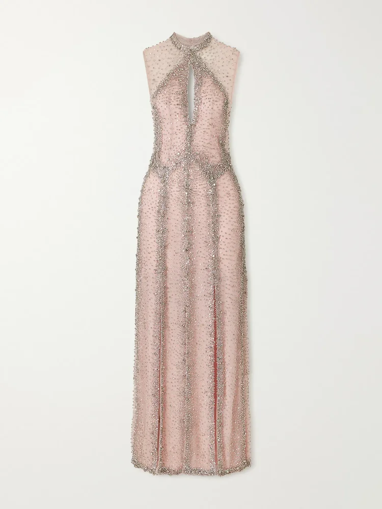Serena crystal-embroidered tulle gown