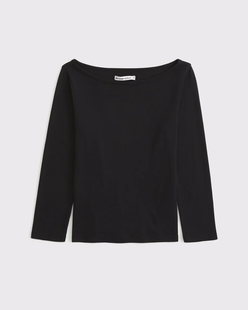 100% Cotton 3/4 Sleeve Boat Neck Top