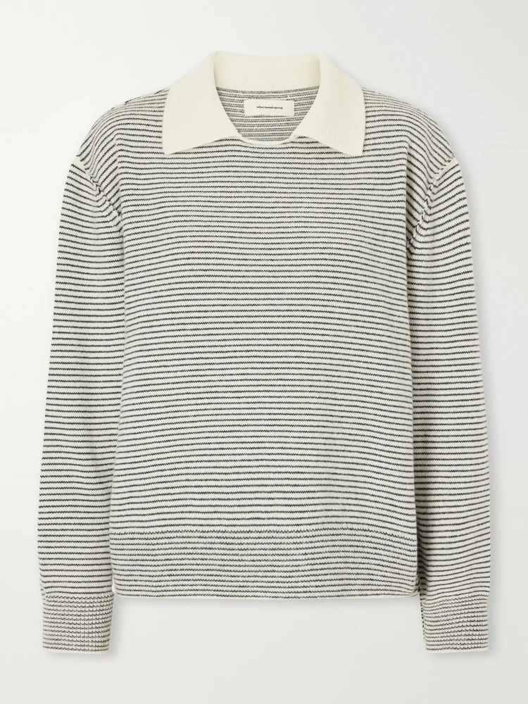 Charming striped wool polo sweater