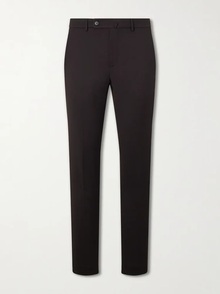 Straight-Leg Pleated Woven Suit Trousers