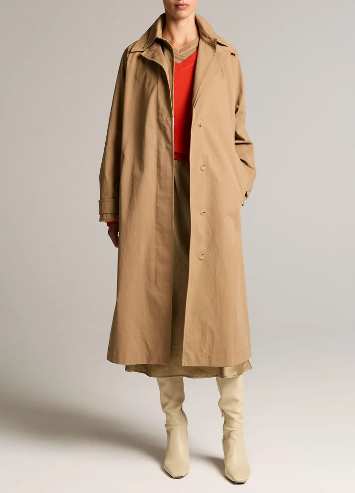 Double-Collar Cotton-Blend Trench Coat