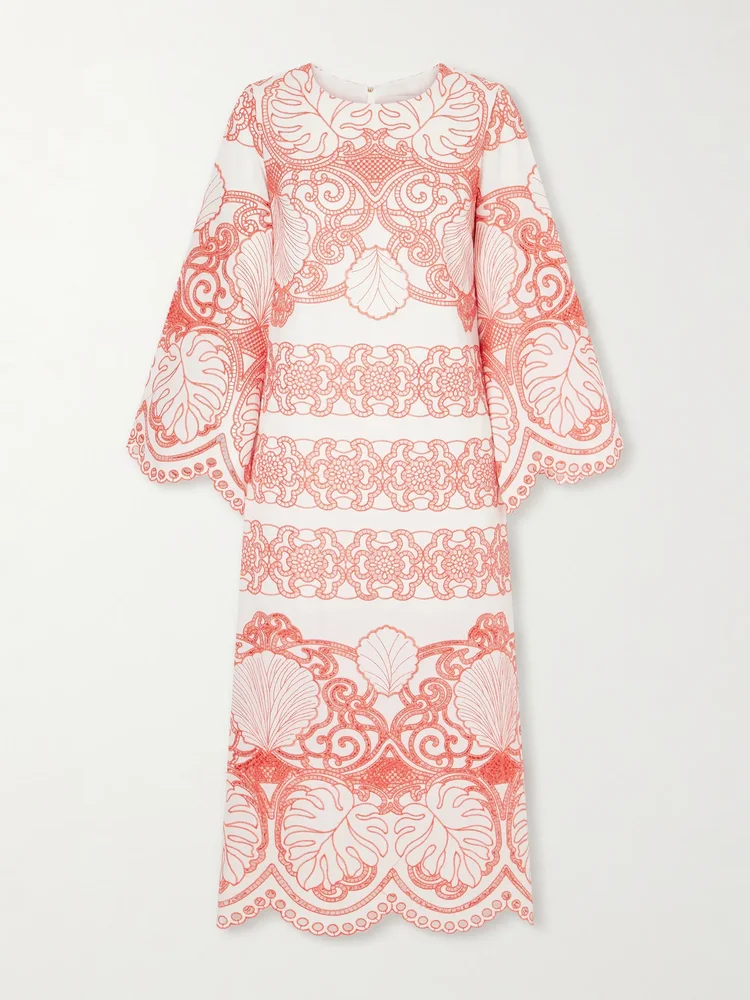 Seraphina broderie anglaise cotton-blend poplin midi dress