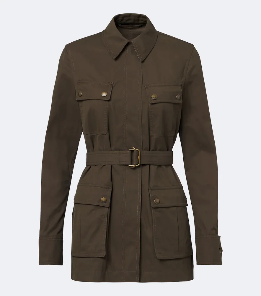 Belted cotton-blend jacket
