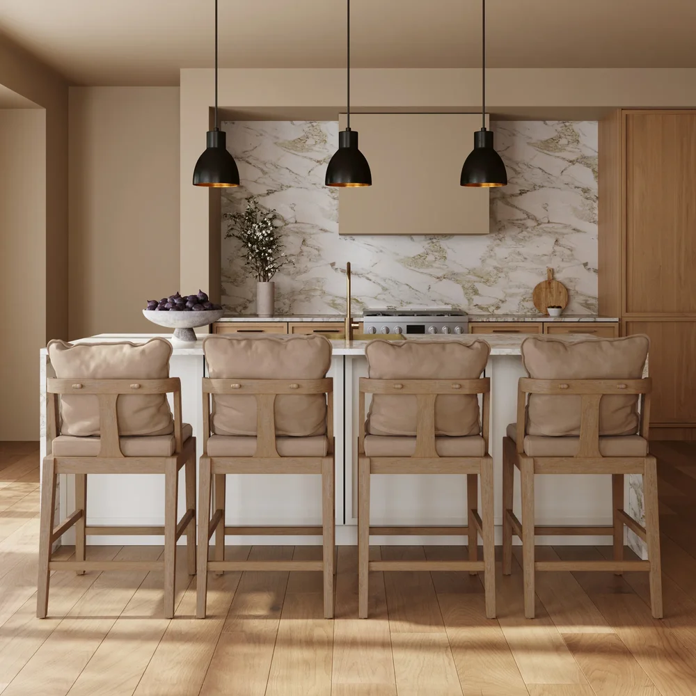 Scandinavian Faux Leather Counter Stool