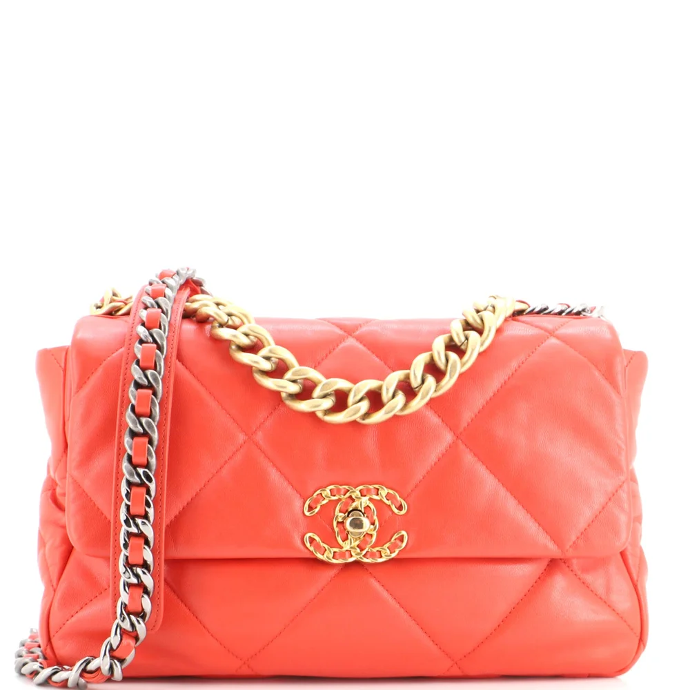 Pre-Owned 19 Flap Bag Quilted Leather Large