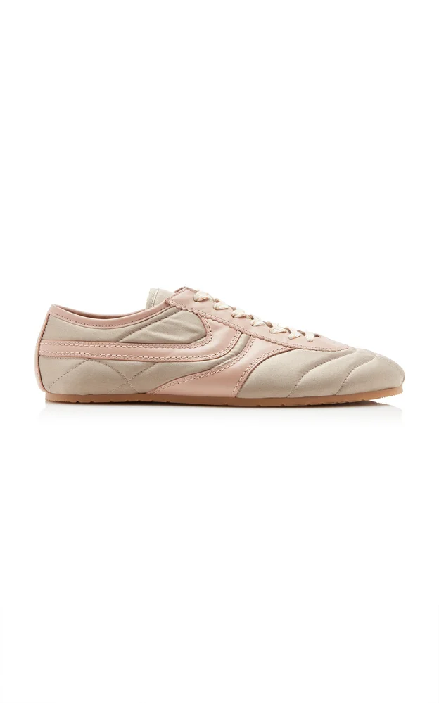 Leather-Trimmed Satin Sneakers