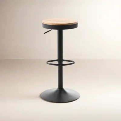Jaina 15.2" W Solid Wood Swivel Adjustable Height Bar Stool