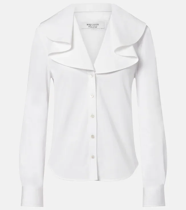 Draped cotton poplin shirt