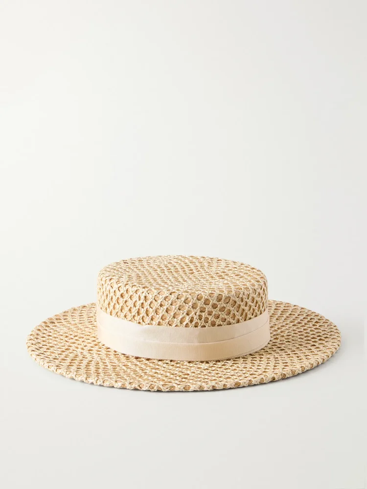 Marion grosgrain-trimmed raffia sunhat