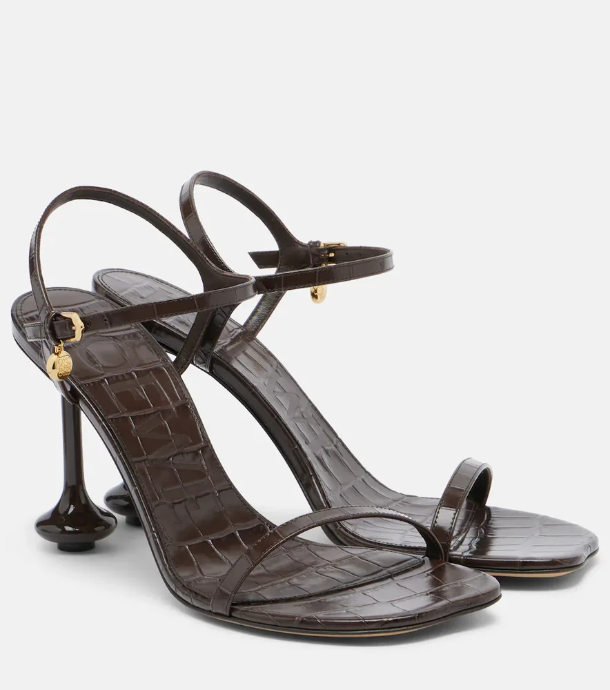 Toy croc-effect leather sandals