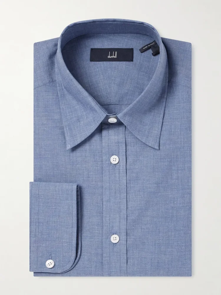 Classic-Collar Cotton-Chambray Shirt