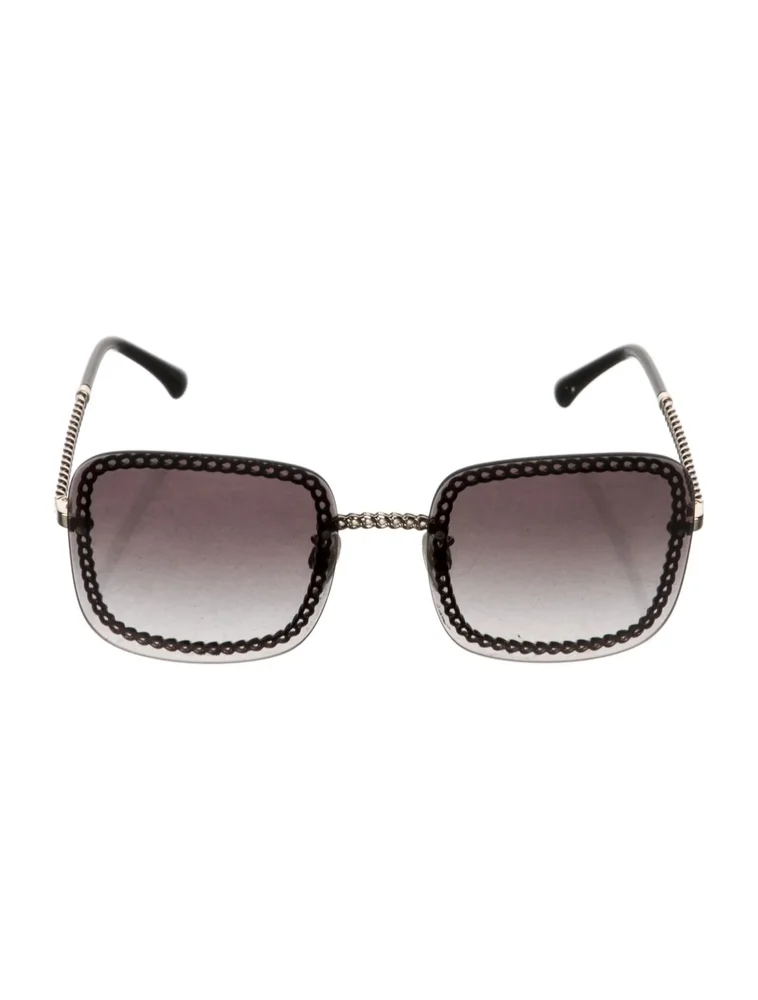 Interlocking CC Logo Chain Square Sunglasses