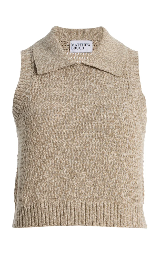 Cable Mesh Collared Tank Top