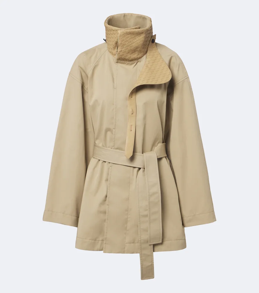 Intrecciato cotton trench coat