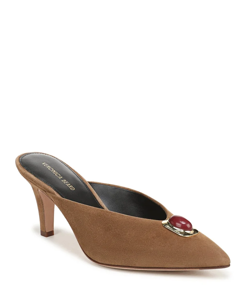 Women's Rochelle Cabochon Suede High Heel Mules