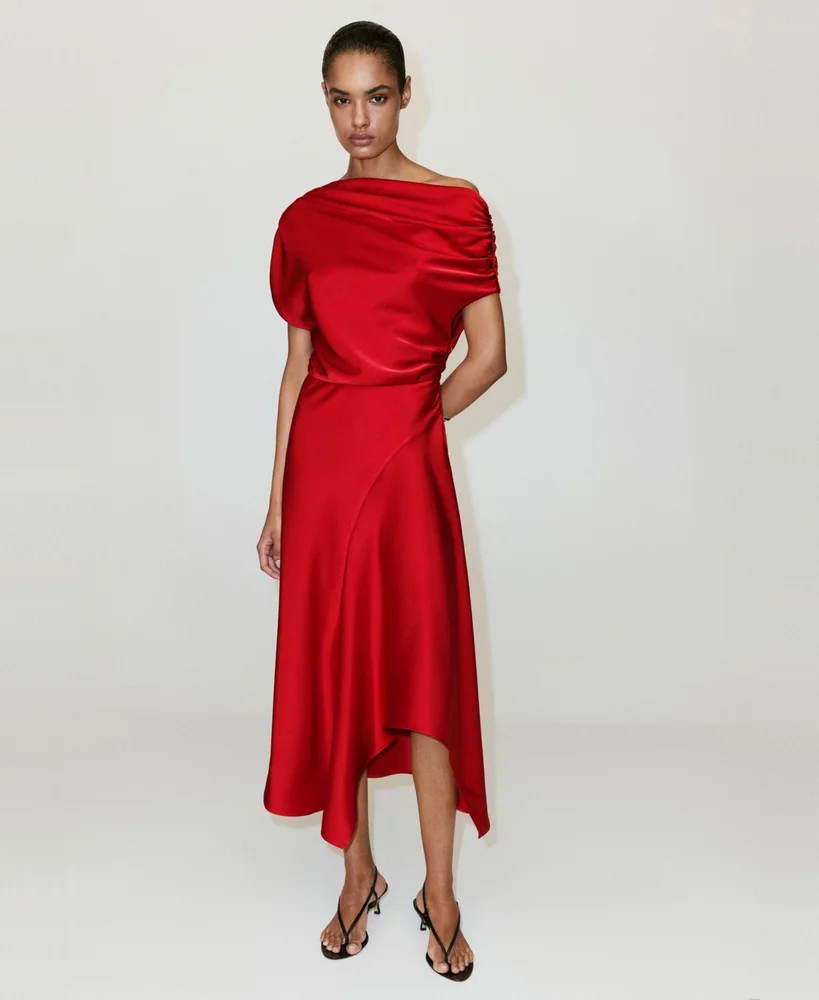 Asymmetrical Satin Dress