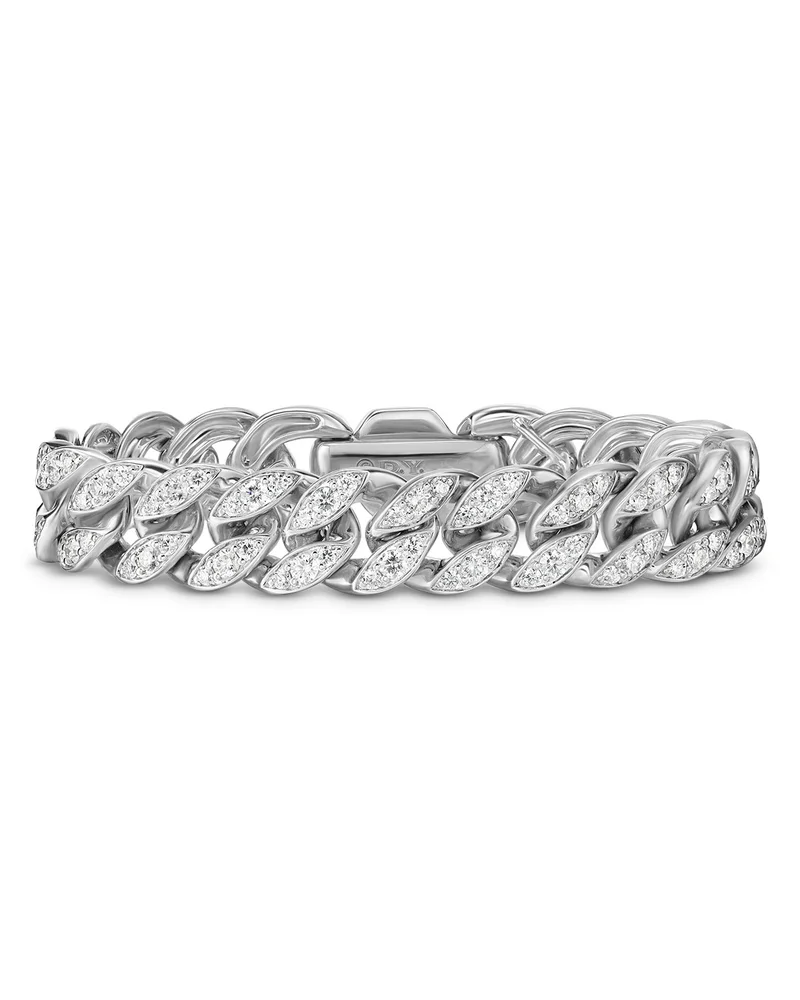 Curb Chain Bracelet in Sterling Silver with Diamonds